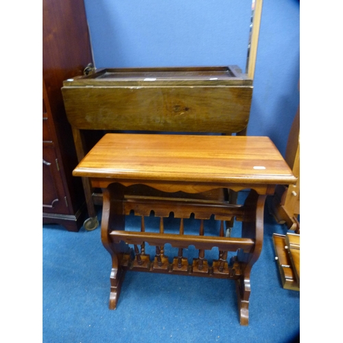 410 - Modern magazine rack and a vintage tea trolley.  (2)