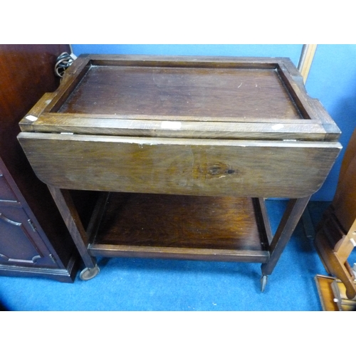 410 - Modern magazine rack and a vintage tea trolley.  (2)