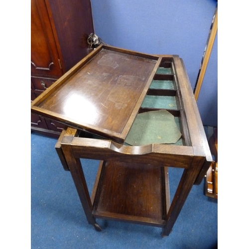 410 - Modern magazine rack and a vintage tea trolley.  (2)