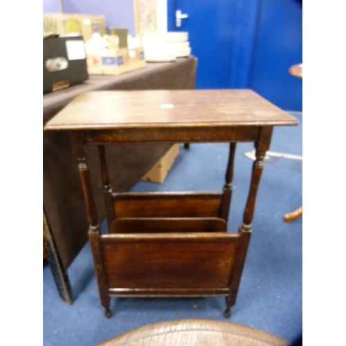 415 - Oak magazine rack table, a rectangular topped occasional table, 19th century square-topped occasiona... 