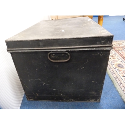 418 - Vintage toleware-style trunk with brass lock.