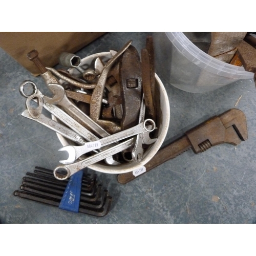 431 - Assorted spanners, allen keys, chisels etc.