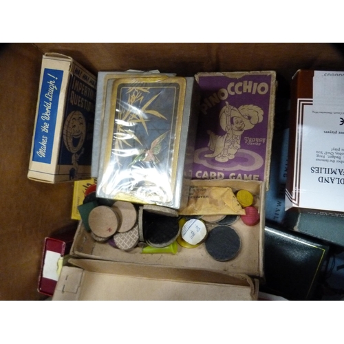 44 - Collection of card and other games, stamp album, scrapbook, cigarette card albums etc.