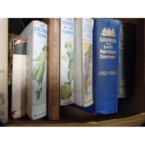 46 - Vintage suitcase containing books and two other boxes of books, mainly children's.