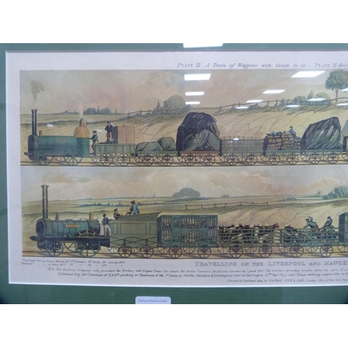 54 - Two framed prints, 'Travelling on the Liverpool and Manchester Railway 1831'.