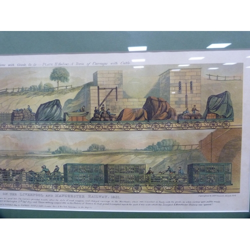 54 - Two framed prints, 'Travelling on the Liverpool and Manchester Railway 1831'.