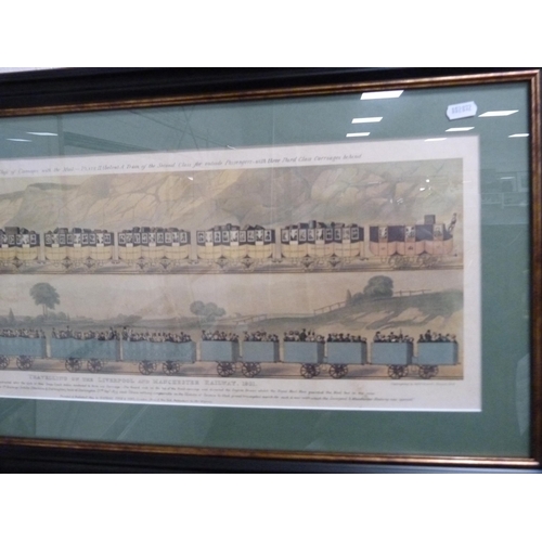 54 - Two framed prints, 'Travelling on the Liverpool and Manchester Railway 1831'.