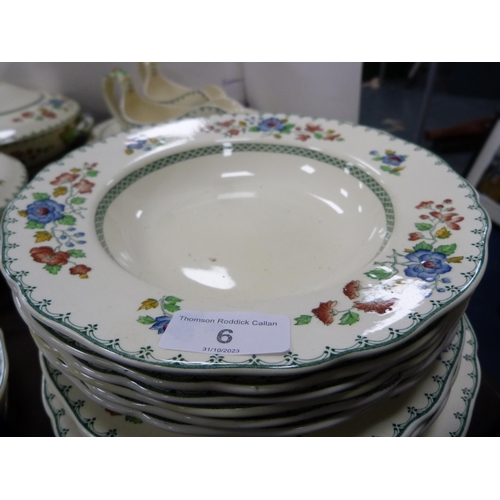 6 - Copeland Spode Strathmere 'Royal Jasmine' pattern dinner set to include tureens and ashets.