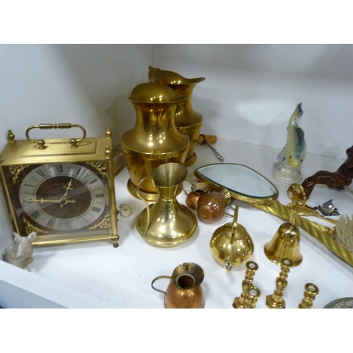 78 - Beswick sheep, six wine glasses, pair of EP candlesticks and other metalware (one shelf).