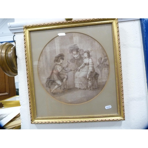 8 - 19th century framed engraving of Mary Queen of Scots receiving Lord Buckhurst & Beale, and a cir... 