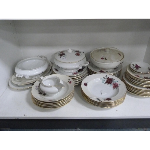 84 - Floral decorated part dinner set (one shelf).