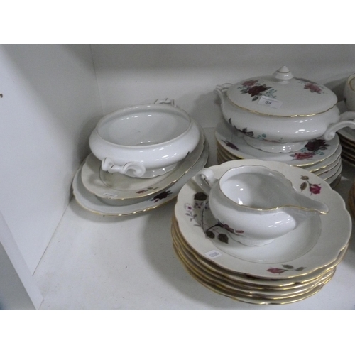 84 - Floral decorated part dinner set (one shelf).