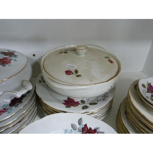 84 - Floral decorated part dinner set (one shelf).