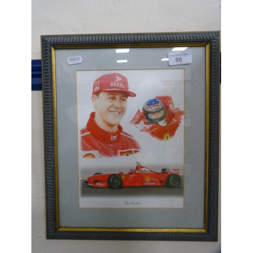 86 - Michael Schumacher 'The Master', framed Formula 1 print.