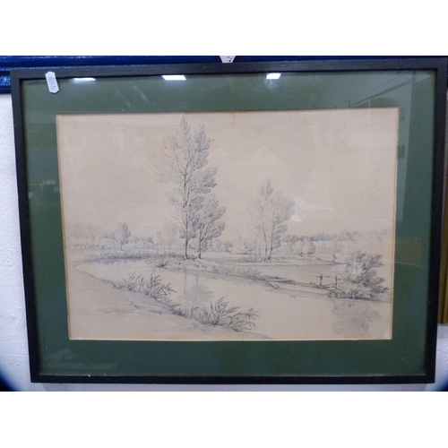 9 - 'Secret Tarn'Indistinctly signed, watercolour, and a print of a wooded lake scene.  (2)