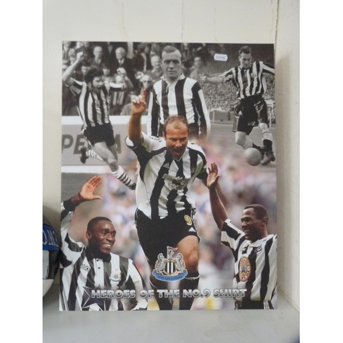 91 - Framed print, 'Newcastle United Heroes of the Number 9 Shirt' to include former players Jackie Milbu... 