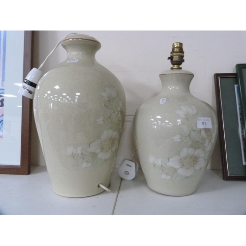 93 - Pair of pottery table lamps.