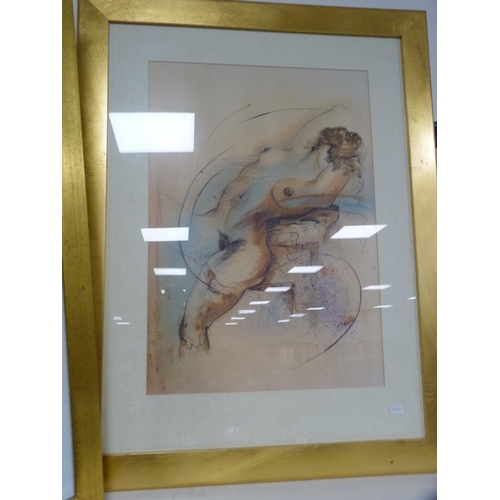 99 - Gilt framed print of a female figure and another two.  (3)