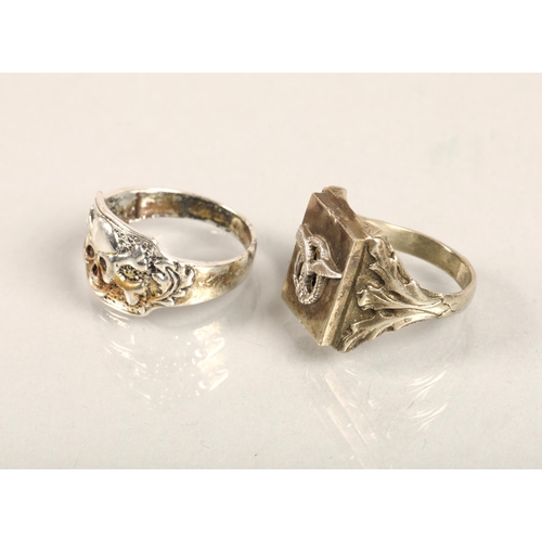 82 - Two silver rings size T and X