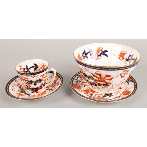 166 - Coalport imari style tea set and set of two coffee and tea cups and saucers in blue white and gilt