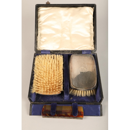 176 - Silver cased brush set 