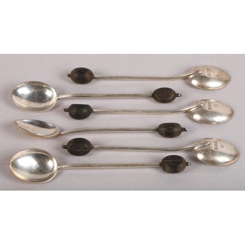 177 - Silver coffee bean design coffee spoons