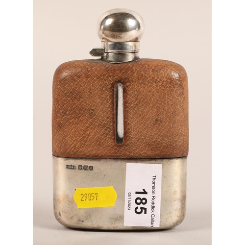 185 - Silver based glass hip flask