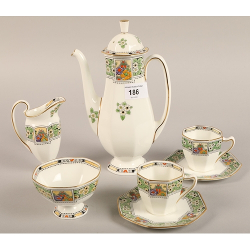 186 - Royal Doulton oriental pattern coffee set for two