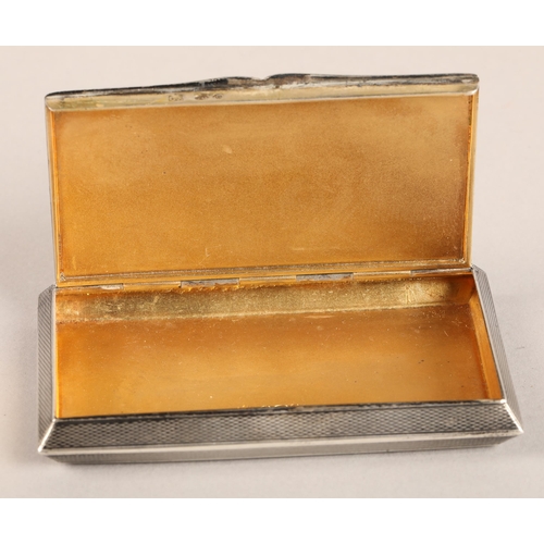 192 - Green enameled silver vesta case with gilt interior