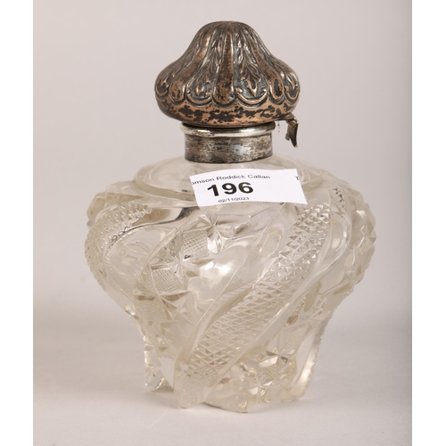 196 - Silver topped cut glass dressing table bottle