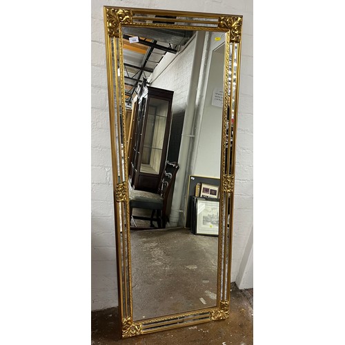 594 - Large gilt framed mirror, 162cm x 62cm