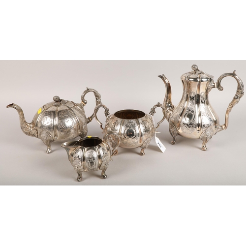 213 - Four-piece silver plated tea set.