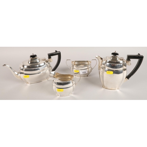 214 - Four-piece silver tea set. Birmingham 1936weight 1677 grams