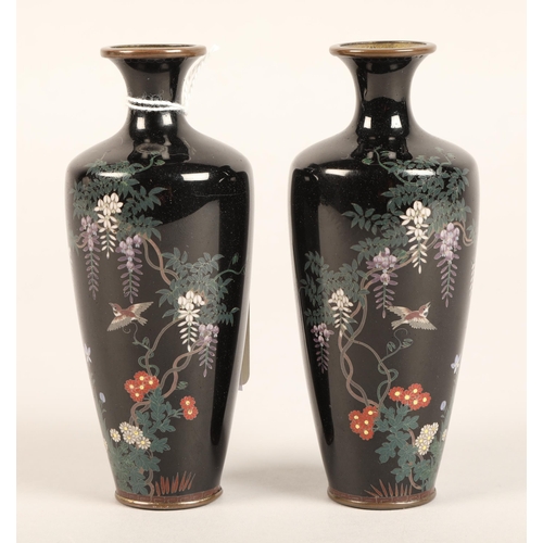 218 - Pair of small Cloissone vases, 12cm height.