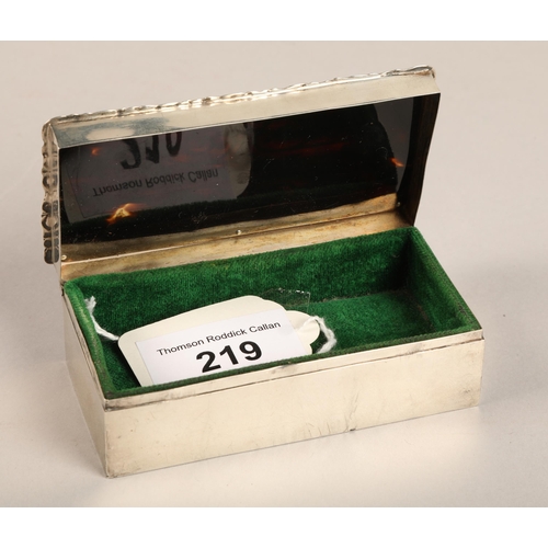 219 - Small silver and tortoiseshell box.