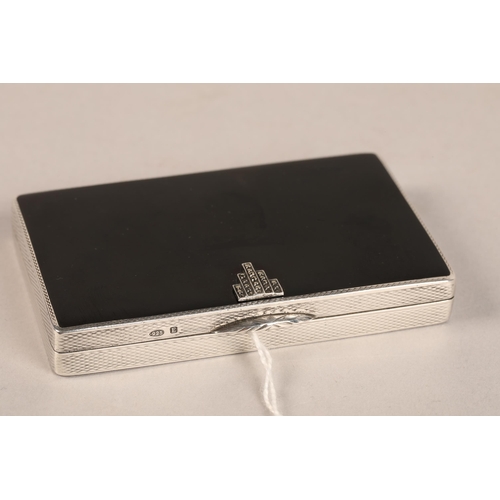 225 - Silver and black enamel compact