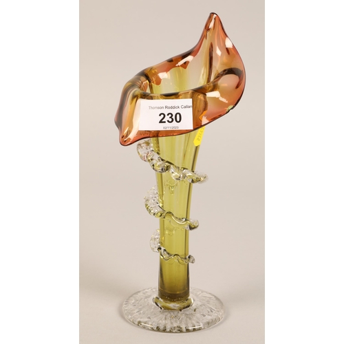 230 - Floral design glass vase