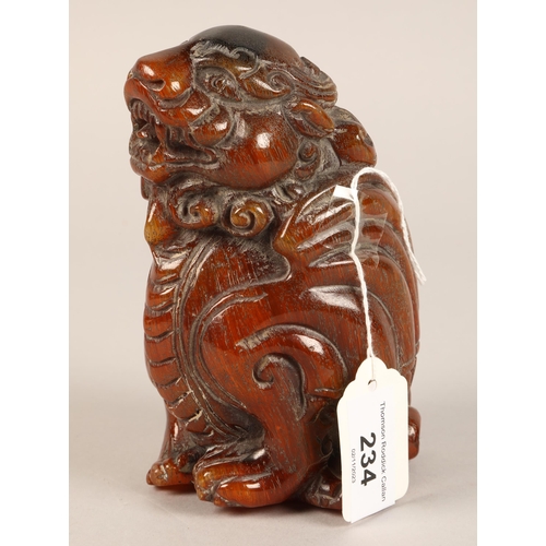 234 - Carved resin oriental lion foo dog figure