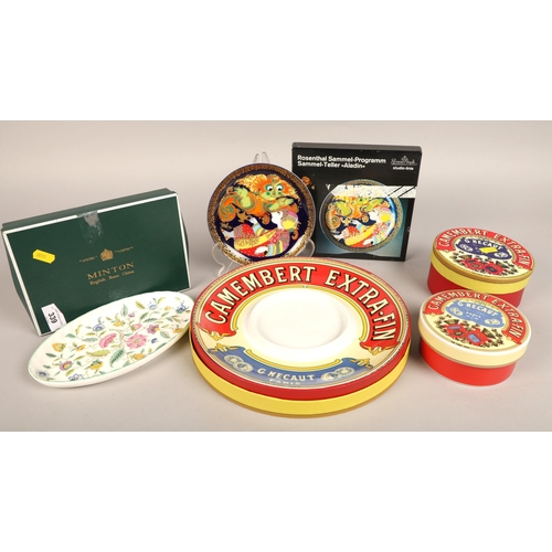 339 - Camembert dishes, Minton, and Rosenthal Studio Line boxed plates by Bjorn Wiinnblad, Copenhagen