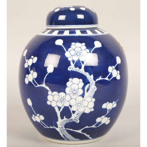 340 - Oriental style blue and white ginger jar