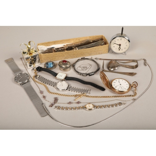 349 - Assortment of costume jewellery, white metal, and watches