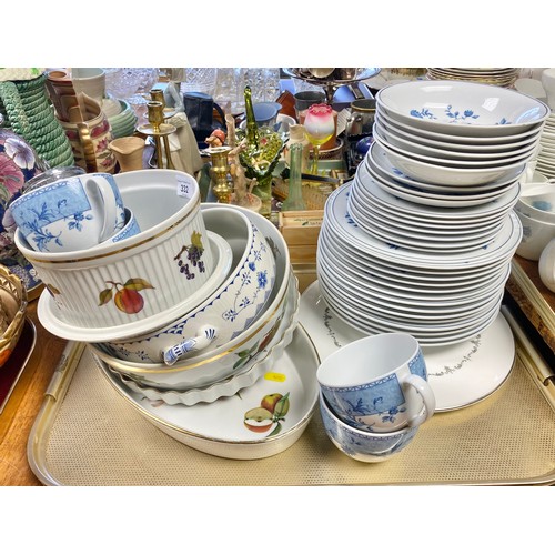 332 - Wedgwood Home Mikado design dinner plate set, and assorted oven table dishes