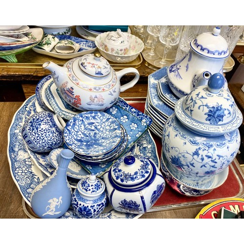 338 - Assortment of blue and white ware including Burleigh, Delft etc.