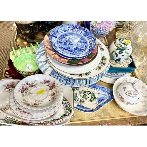 342 - Assortment of dishes including Maling, Beswick, blue and white, Mason's, etc