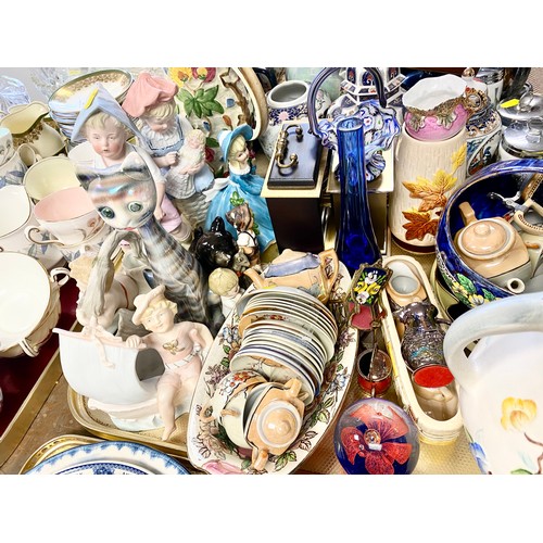 344 - Assortment of decorative figures, dishes, clocks, etc