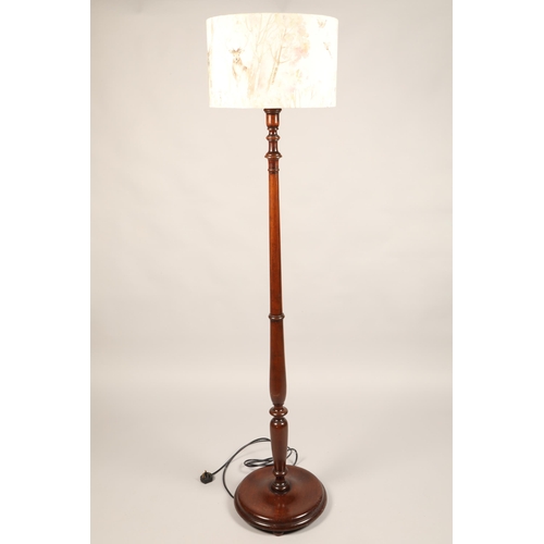 583 - Mahogany turned column standard lamp