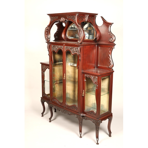 698 - Edwardian mahogany display cabinet, length 138cm, width 37cm, height 180cm