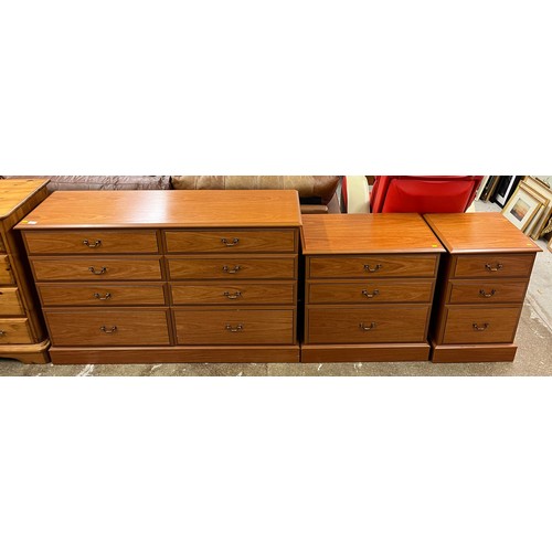 656 - Modern eight drawer chest ,three drawer chest and a three drawer bedside chest