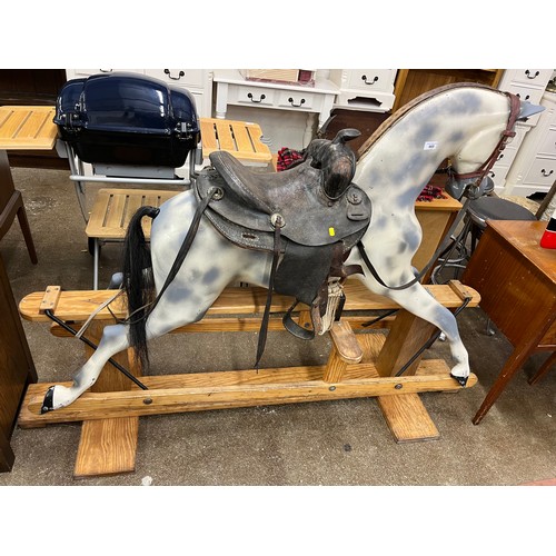 665 - Haddon Rockers rocking horse and vintage leather saddle