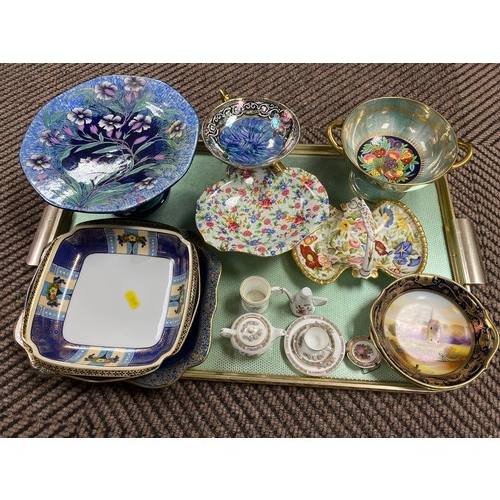 338A - Tray of royal winton chintz comport, noritake dishes, decorative ware